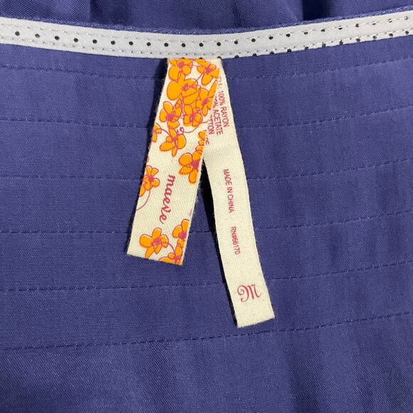 MAEVE Anthropologie Dress Alyssum Dk Blue Med Boho Cottagecore Peasant Festival - Picture 9 of 15